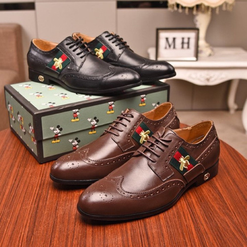 Gucci Mens Shoes Leather Design Luxury Brand Business Dress Shoes for Men with Original Box
