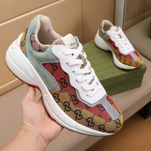 Gucci Women Shoes Women's Rhyton Gucci logo leather sneaker Luxury Brand with Original Box