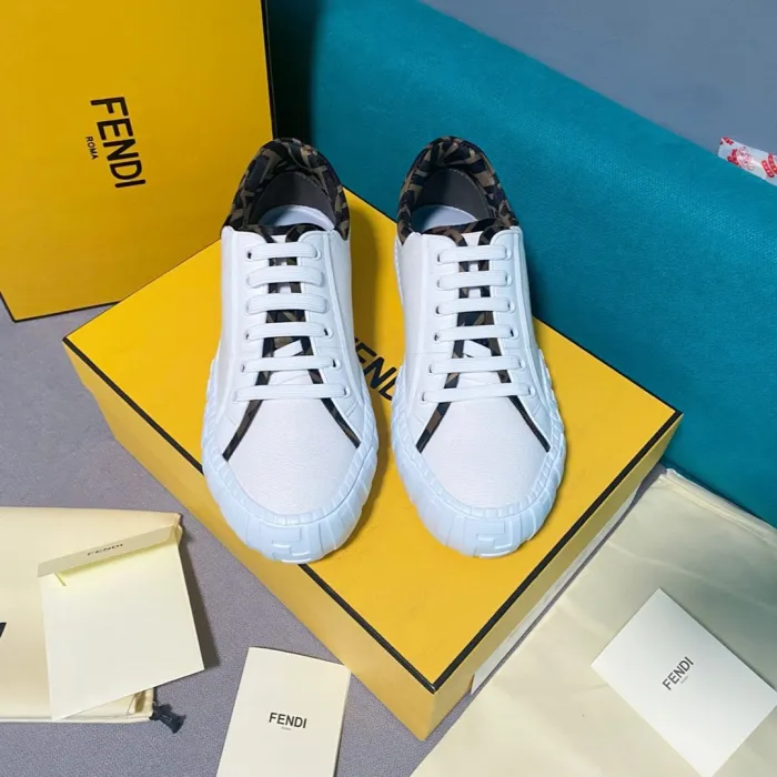 Fendi Mens Shoes FENDI FORCE White Canvas and TPU Low-tops 8E8110AF5AF1DV4 with Original Box