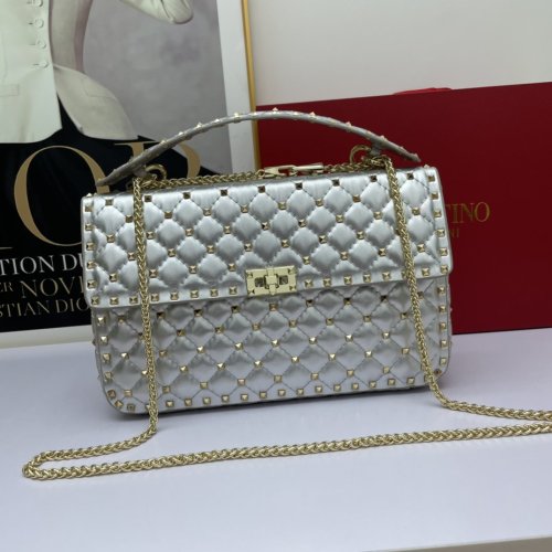 Valentino Womens Bags Crossbody Bags Handbags Luxury Brand LARGE ROCKSTUD SPIKE NAPPA LEATHER BAG with Original Box