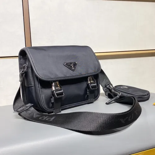 Prada Mens Bags Shoulder Messenger Bags Luxury Brand Nylon and Saffiano Leather Bag with Strap 2VD034_064_F0002_V_WOO with Original Box
