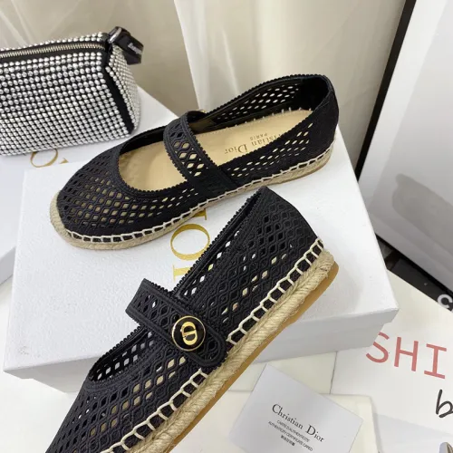 Dior Women Shoes Luxury Brand Design Dior Caro Espadrille Ballerina Flat Black Mesh Embroidery KCB675EMR_S900