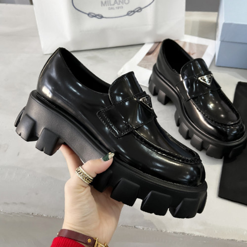 Prada Mens Shoes Casual Design Luxury Brand Monolith brushed leather loafers 2DE129_B4L_F0002 with Original Box