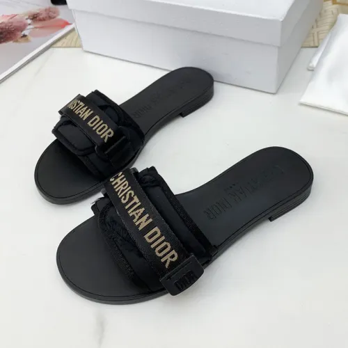 Dior Womens Shoes Sandals Slippers Slide Luxury Brand DIO(R)EVOLUTION SLIDE Shiny Technical Fabric with Dior Oblique Print with Original Box