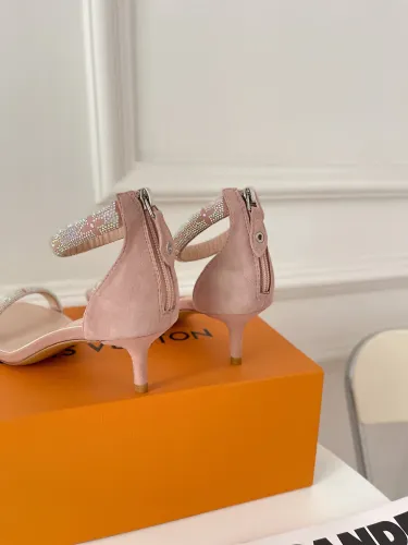 Louis Vuitton Womens Shoes Sandals Slippers Luxury Brand APPEAL SANDAL 1A965J Suede baby goat leather and strass with Original Box 5.5cm Heel