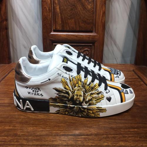 Dolce&Gabbana Men Shoes Sneakers Luxury Printed Calfskin Portofino Sneakers CS1561AU367HWS64