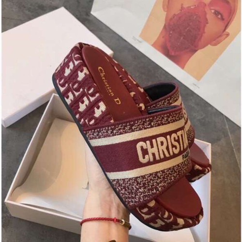 Dior Women Shoes Sandals Slippers Luxury Brand Thick Sole Womens Slippers with Original Box
