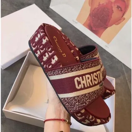 Dior Women Shoes Sandals Slippers Luxury Brand Thick Sole Womens Slippers with Original Box