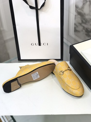Gucci Womens Shoes Casual Loafers Design Luxury Brand Leather Women's jumbo GG Princetown slipper with Original Box 475094 UKO60 2588