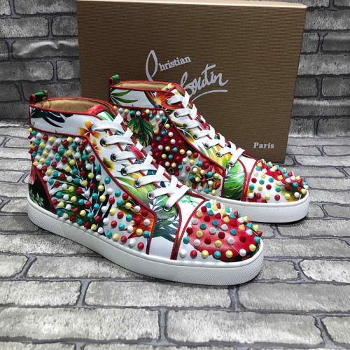 Christian Louboutin Mens Shoes Luxury Brand Red Bottom Design Louis Junior Spikes Flat with Original Box CL sneakers