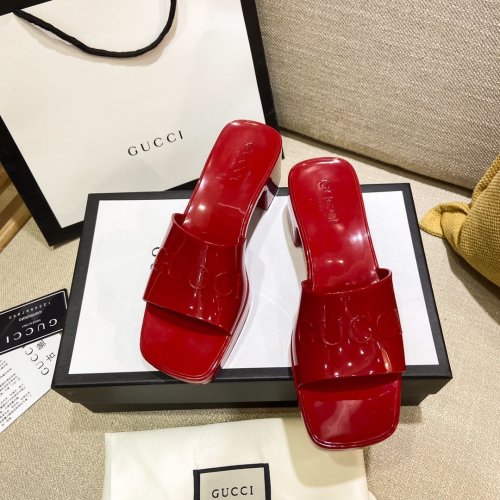 Gucci Womens Shoes Sandals Slides Slippers Luxury Brand Thick Sole 5cm Heel Design Women's GG slide sandal with Original Box