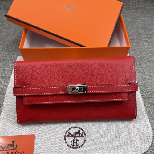Hermes Womens Mens Wallets Purse Kelly Bag Clutch Leather Design Coin Bag with Original Box