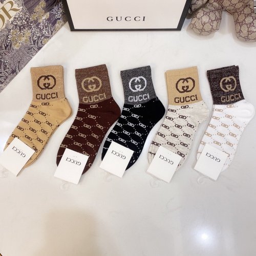 Gucci Socks 5 Pairs with Original Box Luxury Brand Breathable Gucci Sock