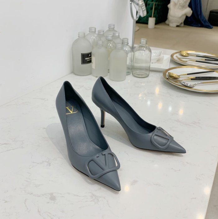 Valentino Women Shoes Mule Flip Flop Sandals VLOGO SIGNATURE CALFSKIN PUMP 80MM Luxury Brand with Original Box