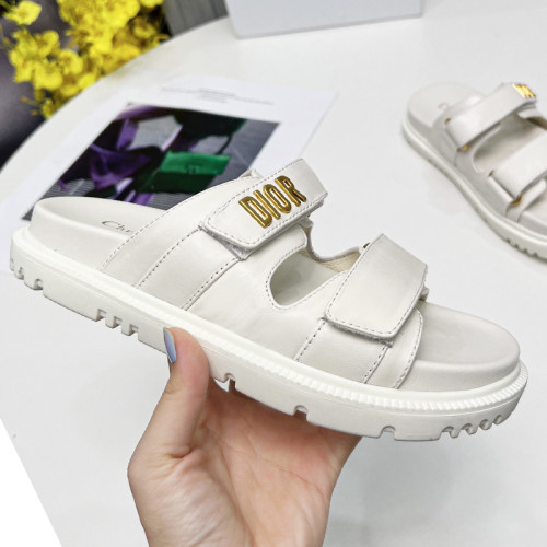 Dior Women Shoes Sandals Luxury Brand DIORACT SLIDE White Lambskin with Original Box KCQ718LAB_S03W