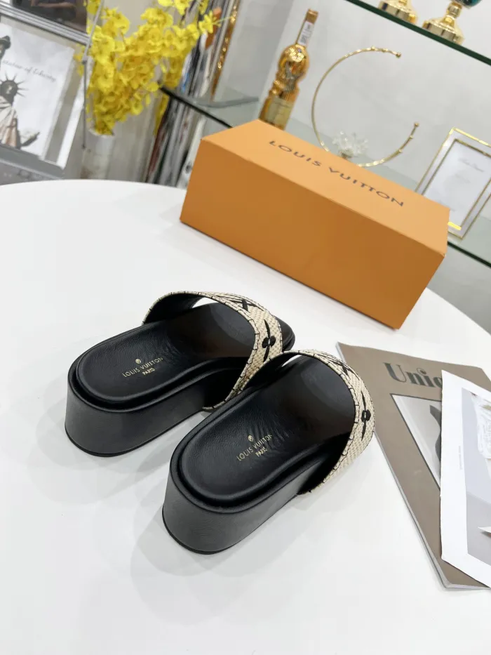 Louis Vuitton Womens Shoes Sandals Slippers Luxury Brand Louis Vuitton JUMBO FLATFORM MULE with Original Box 1A9QYY