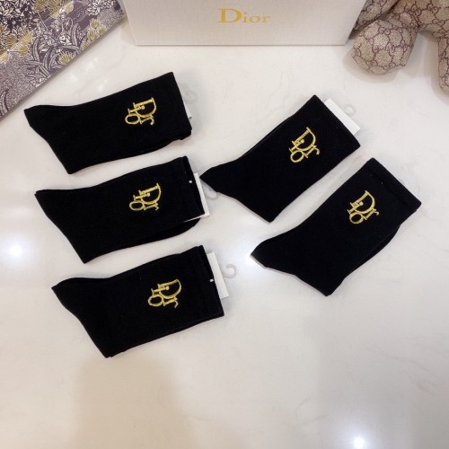 Dior Socks 5 Pairs with Original Box Luxury Brand Breathable Dior Sock