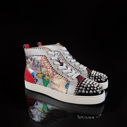 Christian Louboutin Mens Shoes Luxury Brand Red Bottom Design Louis Junior Spikes Flat with Original Box CL sneakers
