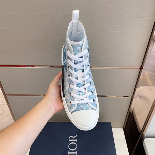 Dior Mens Shoes Sneakers Casual Luxury Brand B23 HIGH-TOP SNEAKER Dior Oblique Canvas with Original Box 3SH118ZMK_H761