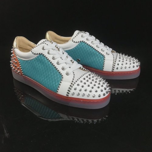 Christian Louboutin Mens Shoes Luxury Brand Red Bottom Design Louis Junior Spikes Flat with Original Box CL sneakers