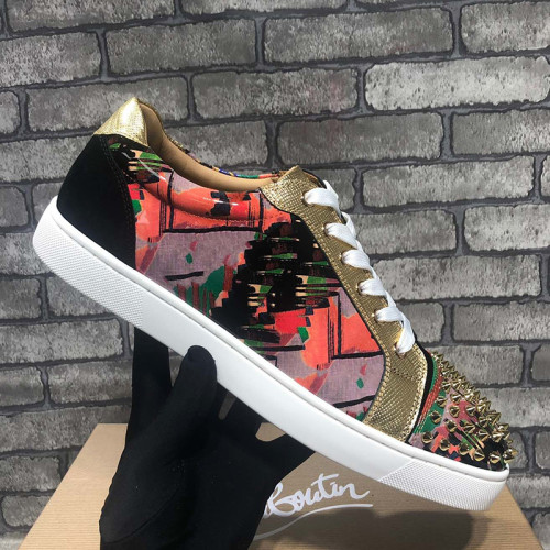 Christian Louboutin Mens Shoes Luxury Brand Red Bottom Design Louis Junior Spikes Flat with Original Box CL sneakers