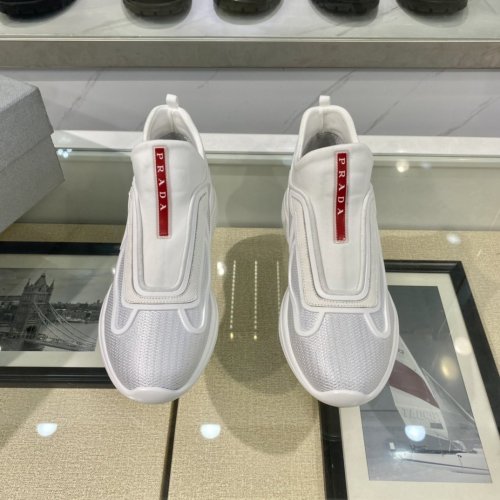 Prada Mens Shoes Sneakers Casual Shoes for Men Luxury Brand White Prada PRAX 1 sneakers with Original Box 4E3576_3LFV_F0009