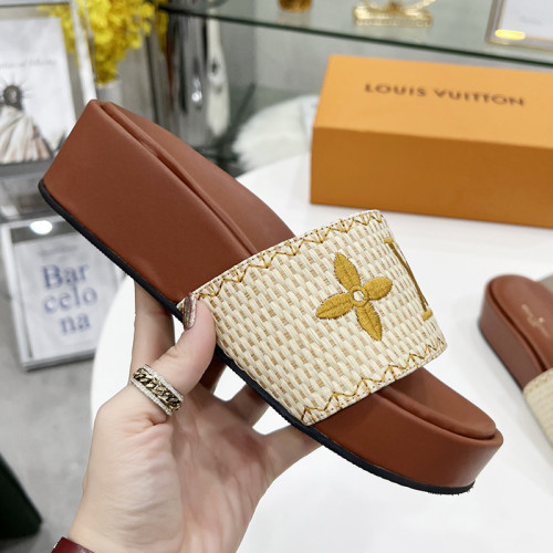 Louis Vuitton Womens Shoes Sandals Slippers Luxury Brand Louis Vuitton JUMBO FLATFORM MULE with Original Box 1A9QYY
