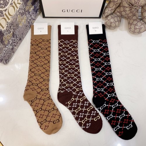 Gucci Socks 3 Pairs with Original Box Luxury Brand Breathable Gucci Sock