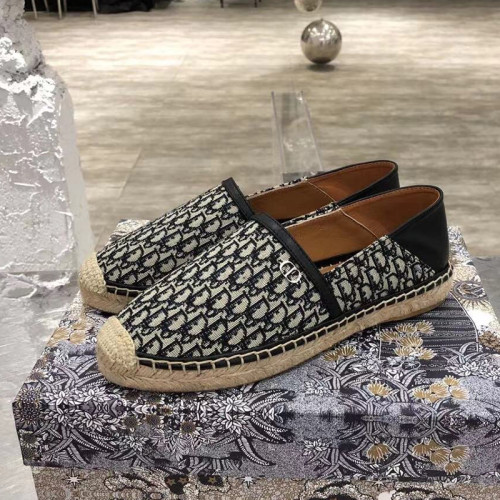 Dior Women Shoes Luxury Brand Design Dior Espadrille Nude Mesh Embroidery Womens Shoes with Original Box