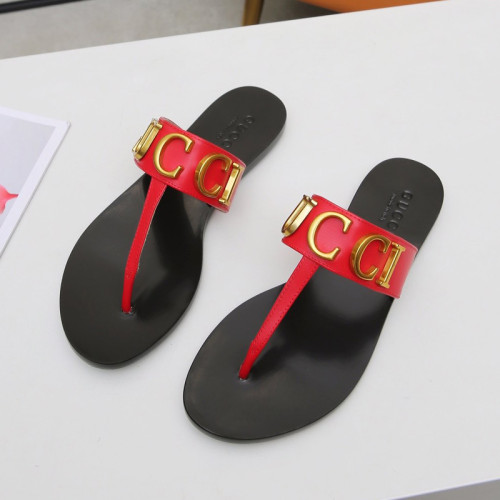 Gucci Womens Shoes Sandals Casual Design Luxury Brand Classic Leather thong sandal with Double G ‎497444 A3N00 1000 with Original Box