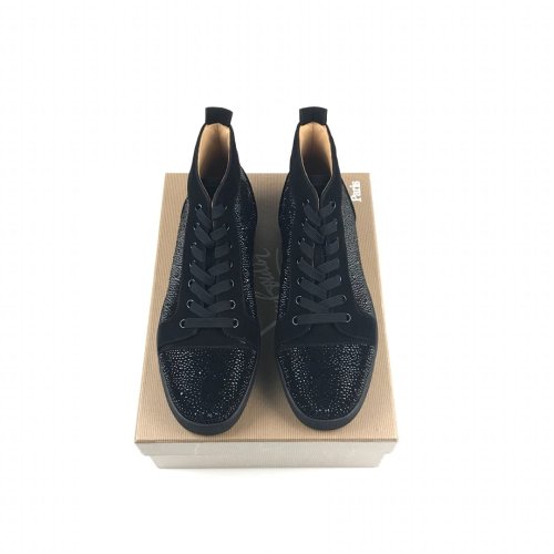 Christian Louboutin Mens Shoes Luxury Brand Red Bottom Design Louis Junior Spikes Flat with Original Box CL sneakers