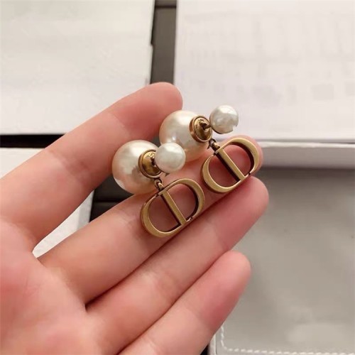 Dior Luxury Womens Earrings DIOR TRIBALES EARRINGS Antique Gold-Finish Metal with White Resin Pearls with Original Box E1293TRIRS_D908