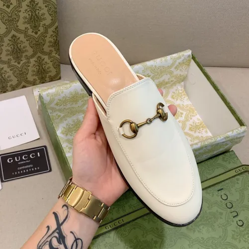 Gucci Womens Shoes Slippers Slides Casual Design Luxury Brand White Leather Princetown leather slipper with Original Box 423513 C9D00 9022