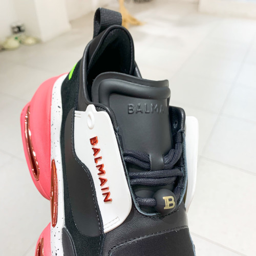 Balmain Women Shoes Sneakers Luxury Brand EXCLUSIVE - Black and pink leather and suede BBold low-top sneakers TN0C494LSCDEAX