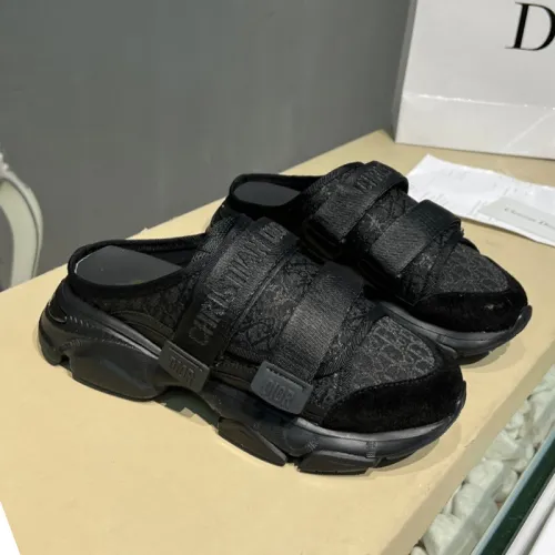 Dior Women Shoes Slippers SLIDE Luxury Brand D-WANDER SLIDE Deep Blue Dior Oblique Technical Fabric KCQ351OBY_S56B with Original Box
