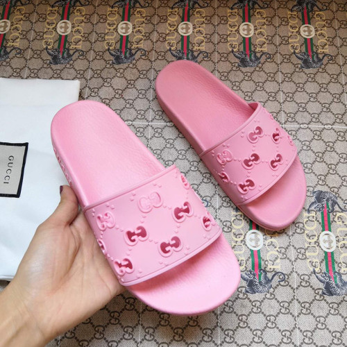 Gucci Women Shoes Flat Sandals Slippers Luxury Brand Women's rubber GG slide sandal with Original Box ‎573922 JDR00 5846