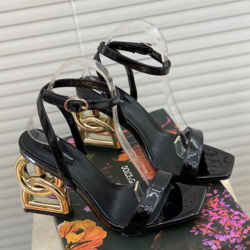 Dolce&Gabbana Womens Shoes Sandals Slippers Luxury Brand Fashion Patent leather sandals with DG Pop heel CR1175A147180999 with Original Box