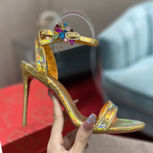 Christian Louboutin Womens Shoes Sandals Follies Strass High Heels Shoes Pumps 10cm Heel with Original Box