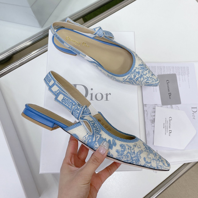 Dior Women Shoes Pumps Luxury Design Fashion Type High Heel Shoes for Wedding Style J'ADIOR SLINGBACK PUMP Cotton Embroidery with Micro Houndstooth Motif with Original Box