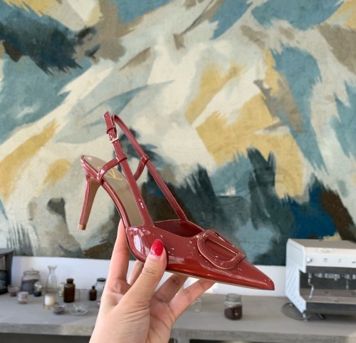 Valentino Women Shoes Mule Flip Flop Sandals VLOGO SIGNATURE CALFSKIN SLINGBACK PUMP 80 MM / 3.15 IN. with Original Box