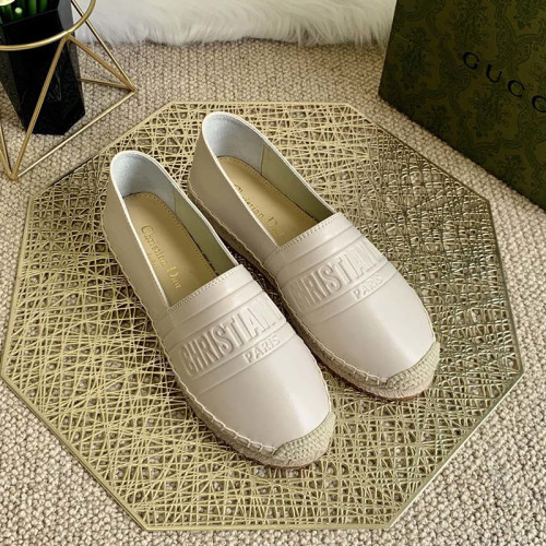 Dior Women Shoes Luxury Brand Design Dior Espadrille Nude Mesh Embroidery Womens Shoes with Original Box