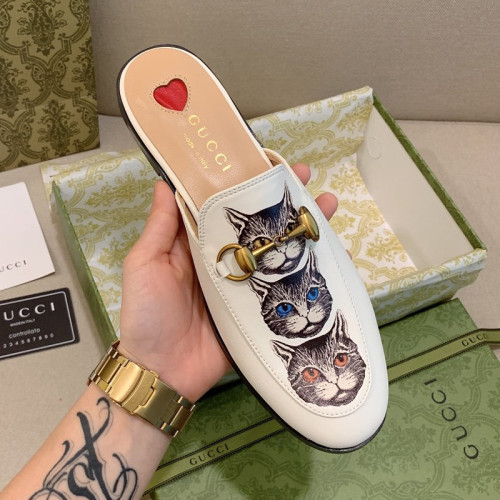 Gucci Womens Shoes Slippers Slides Casual Design Luxury Brand Leather Princetown leather slipper with Original Box