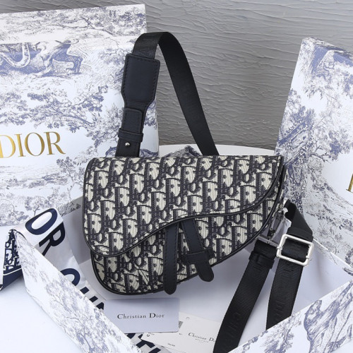 Dior Womens Bag Saddle Bag Luxury Brand Fashion Mini Saddle Bag Beige And Black Dior Oblique Jacquard 1ADPO191YKY_H27E