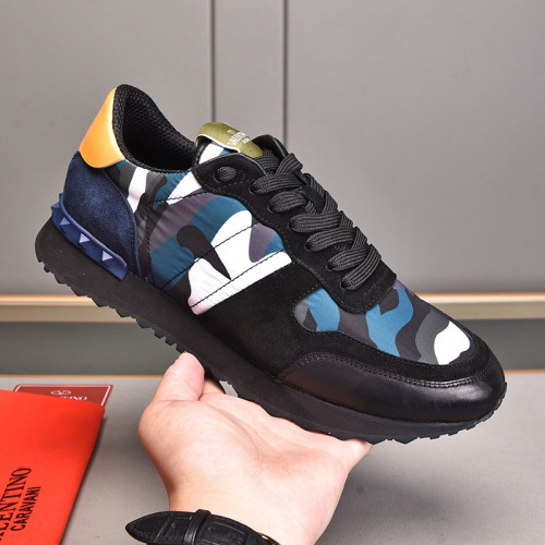 Valentino Men Shoes Fashion Design Luxury Brand ROCKRUNNER CAMOUFLAGE LAMINATED STUDDED SNEAKER with Original Box