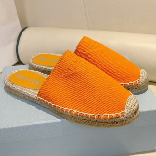 Prada Womens Shoes Casual Luxury Brand Breathable Hemp espadrilles Shoes Sandals Slippers with Original Box