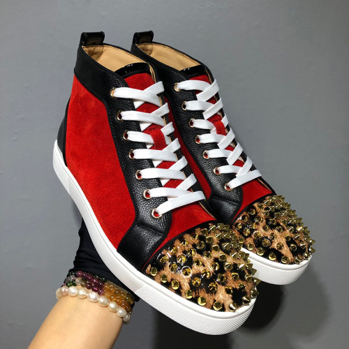 Christian Louboutin Mens Shoes Luxury Brand Red Bottom Design Louis Junior Spikes Flat with Original Box CL sneakers