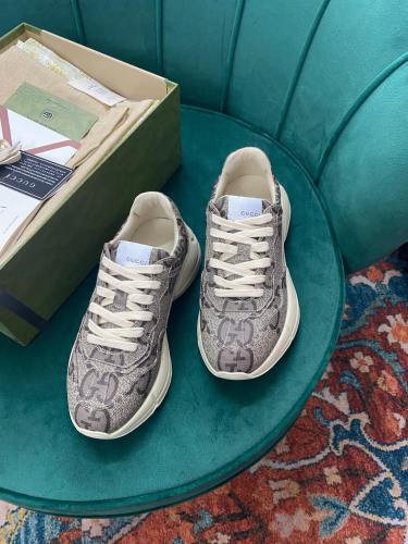 Gucci Women Shoes Women's Rhyton Gucci logo leather sneaker Luxury Brand with Original Box