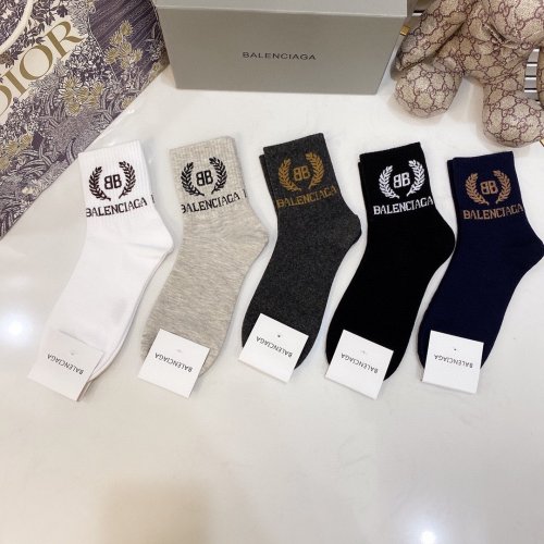 Balenciaga Socks 5 Pairs with Original Box Luxury Brand Breathable Balenciaga Sock