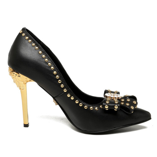 Versace Brand Womens Sandals Shoes Leather Big Size LA MEDUSA PATENT SAFETY PIN LEATHER PUMPS High Heel Design Luxury Brand Sandals for Women