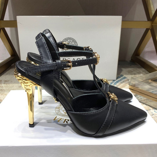 Versace Brand Womens Sandals Shoes Leather Big Size LA MEDUSA SLING-BACK PUMPS High Heel Design Luxury Brand Sandals for Women